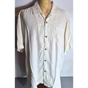 Tommy Bahama Aloha Hawaiian Shirt XL Ivory Imprinted Floral Silk Button-Up